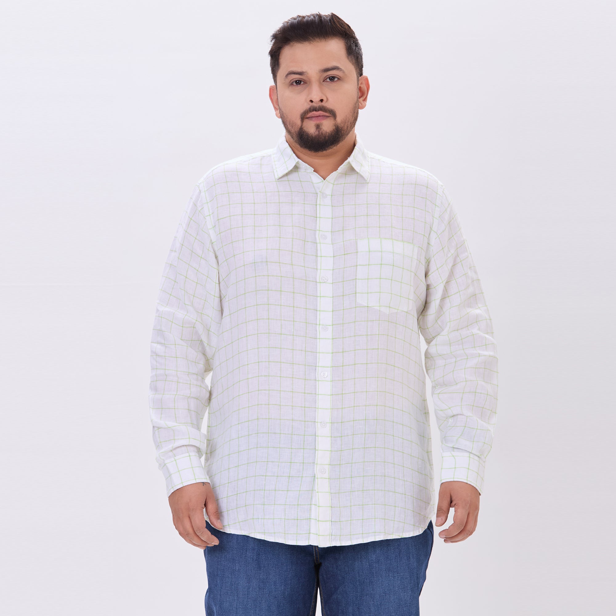Plus Size Casual Shirt | 4XL-9XL | 100% Linen | White