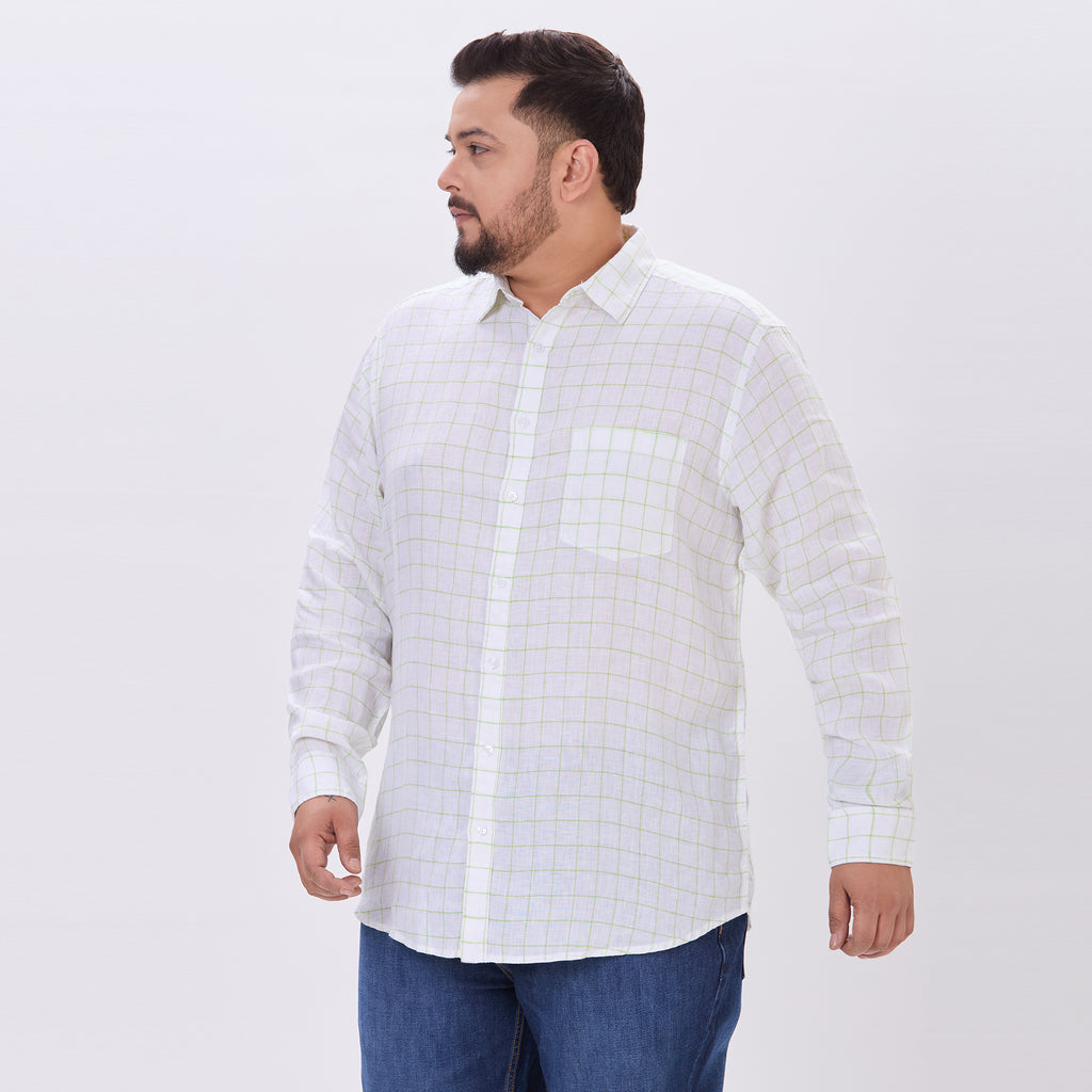 Plus Size Casual Shirt | 4XL-9XL | 100% Linen | White