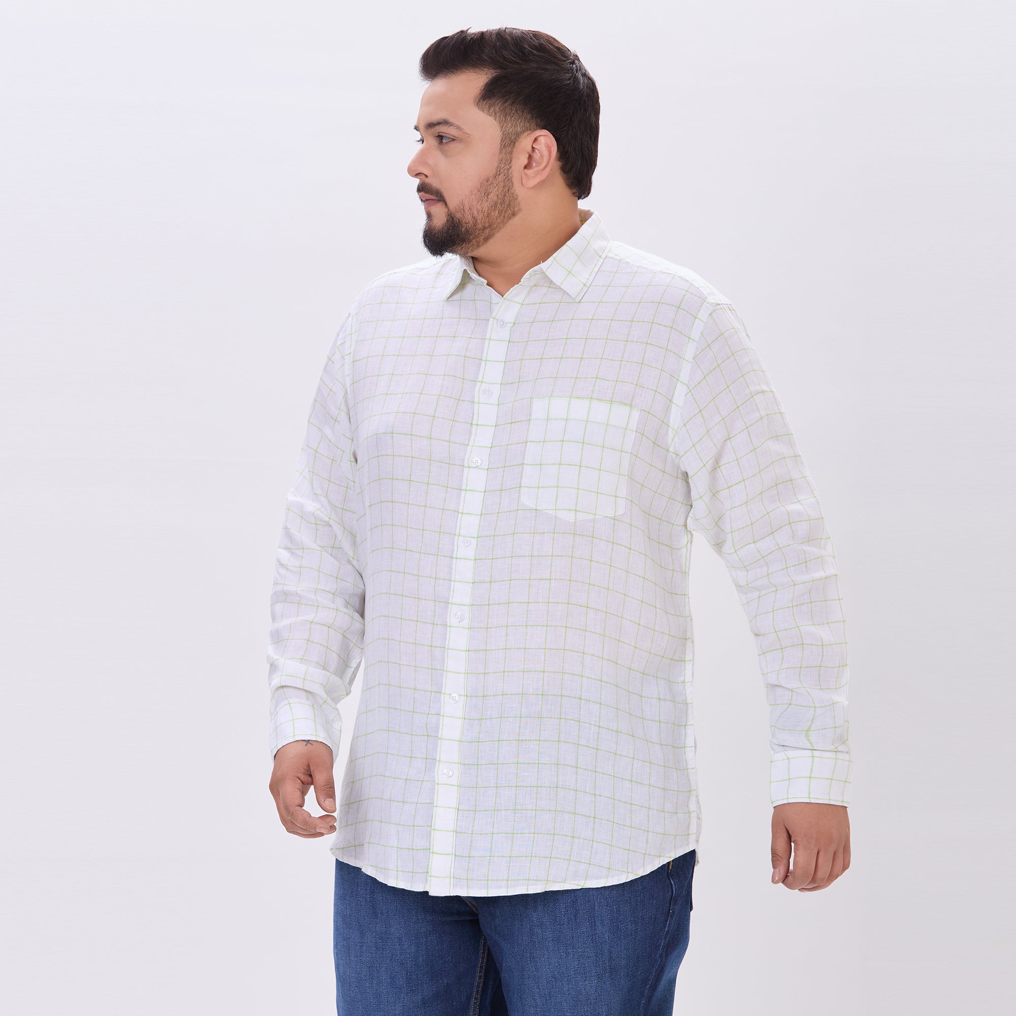 Plus Size Casual Shirt | 4XL-9XL | 100% Linen | White