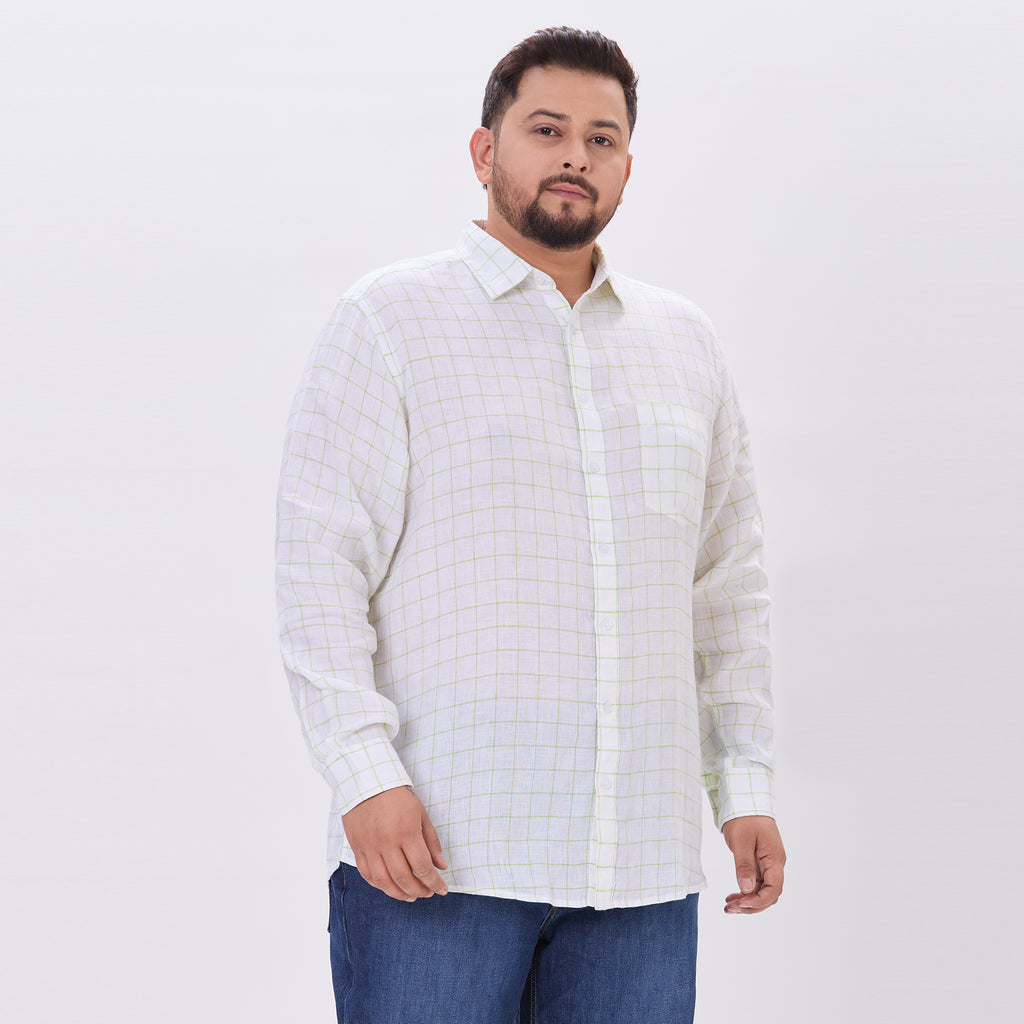 Plus Size Casual Shirt | 4XL-9XL | 100% Linen | White