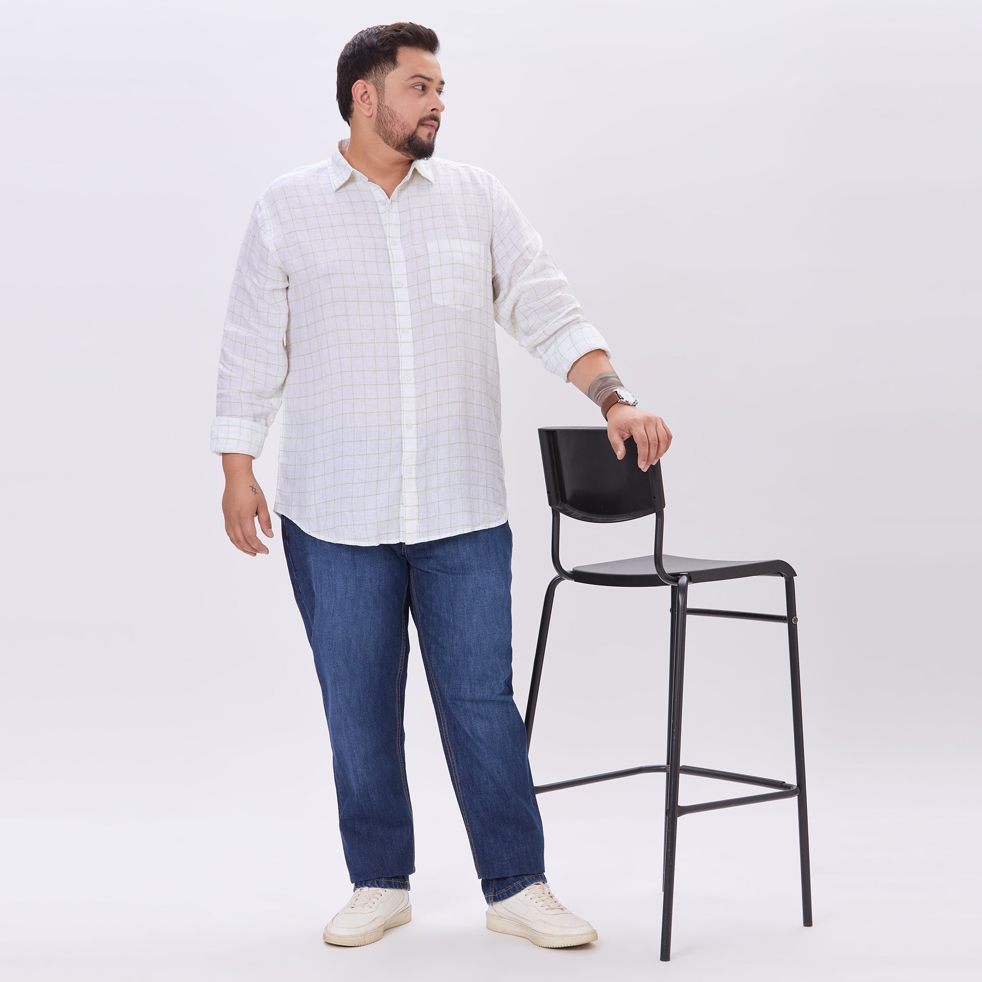 Plus Size Casual Shirt | 4XL-9XL | 100% Linen | White