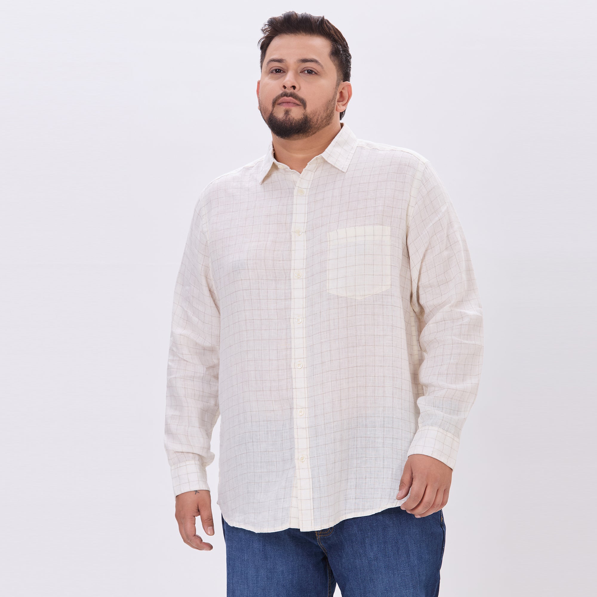 Plus Size Casual Shirt | 4XL-10XL | 100% Linen | Cream
