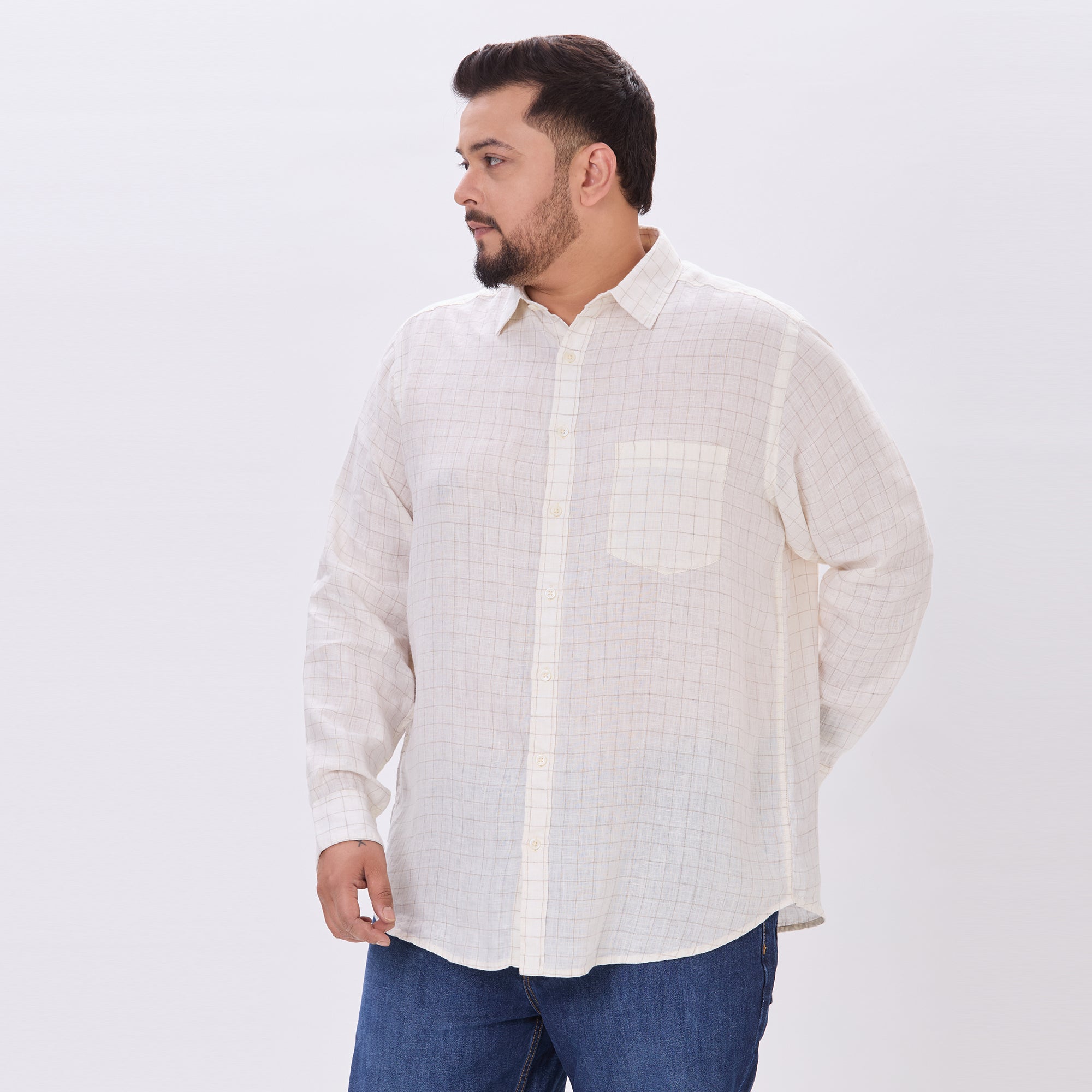 Plus Size Casual Shirt | 4XL-10XL | 100% Linen | Cream