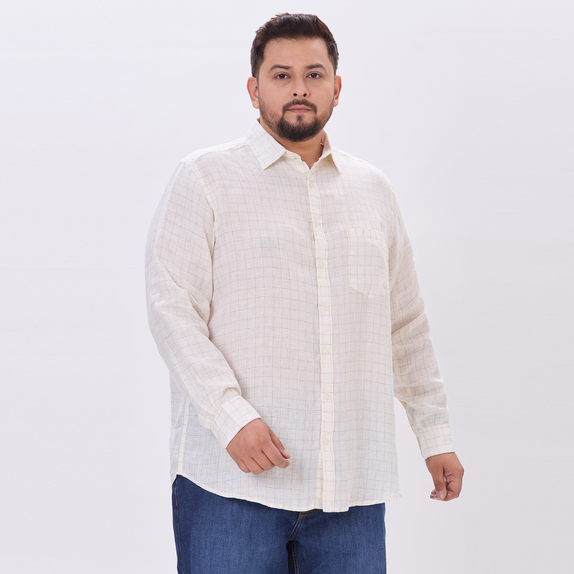 Plus Size Casual Shirt | 4XL-10XL | 100% Linen | Cream
