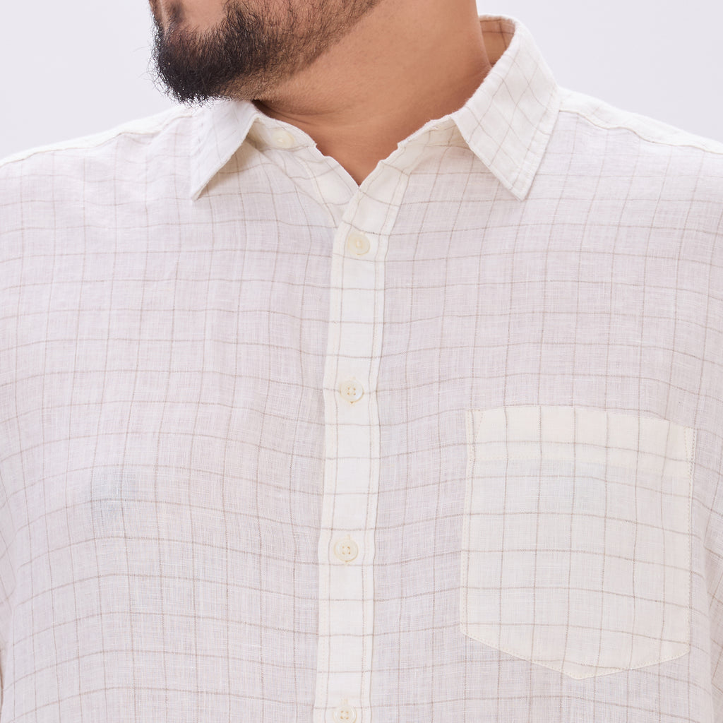Plus Size Casual Shirt | 4XL-10XL | 100% Linen | Cream