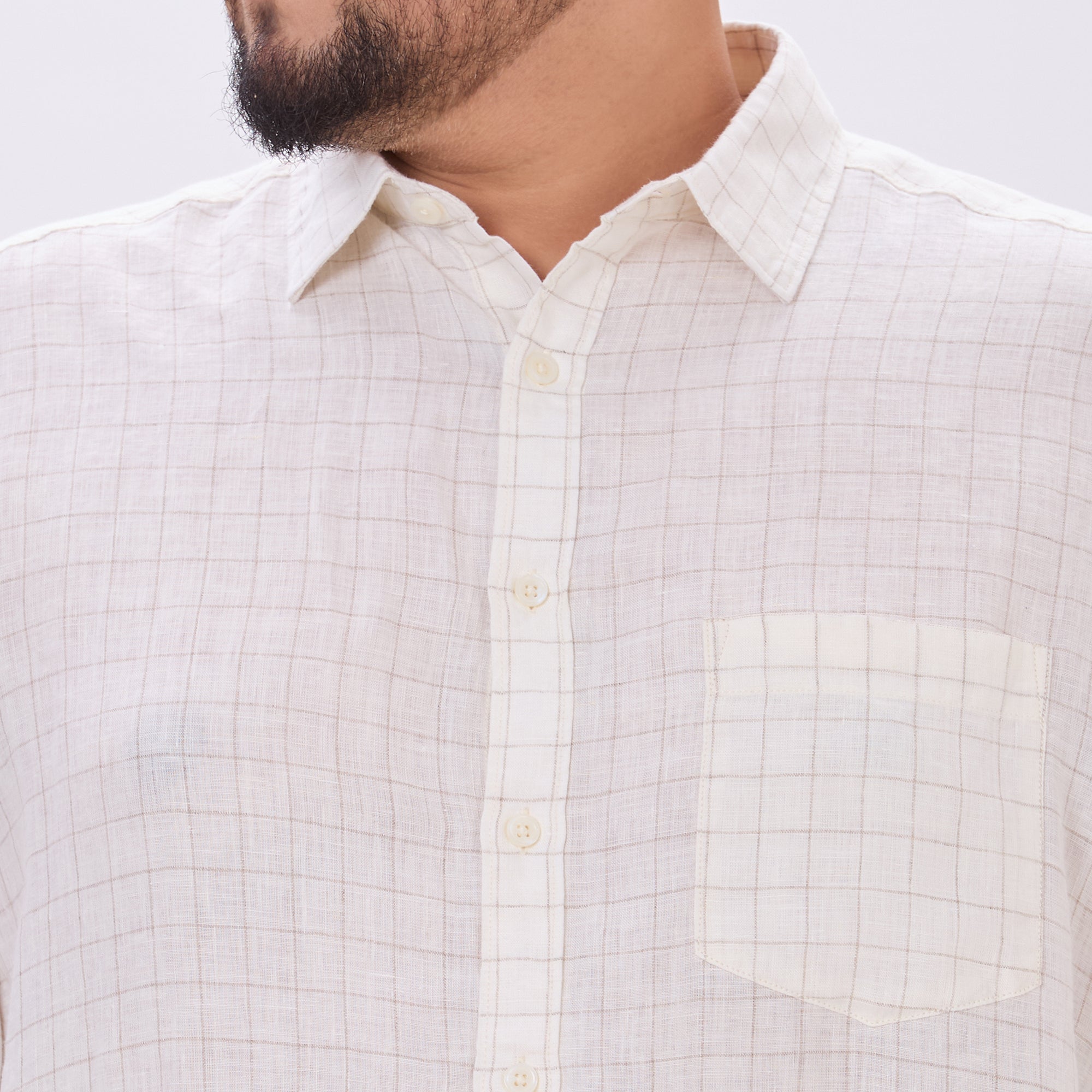 Plus Size Casual Shirt | 4XL-10XL | 100% Linen | Cream