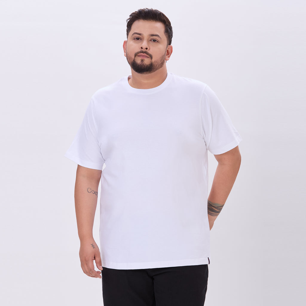 Plus Size White Core T-shirt | 4XL-10XL | 100% Cotton