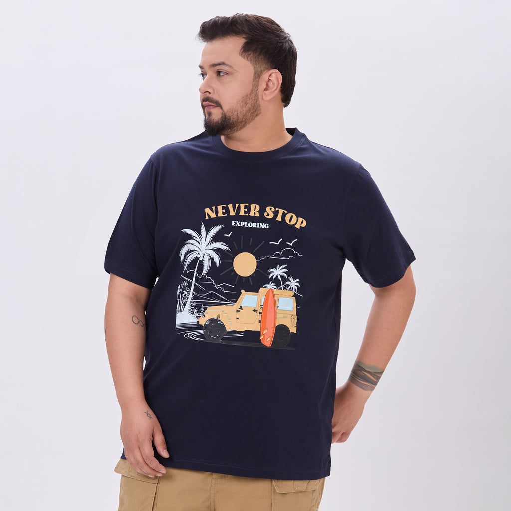 Plus Size Graphic T-Shirt | 4XL-10XL | 100% Cotton | Navy