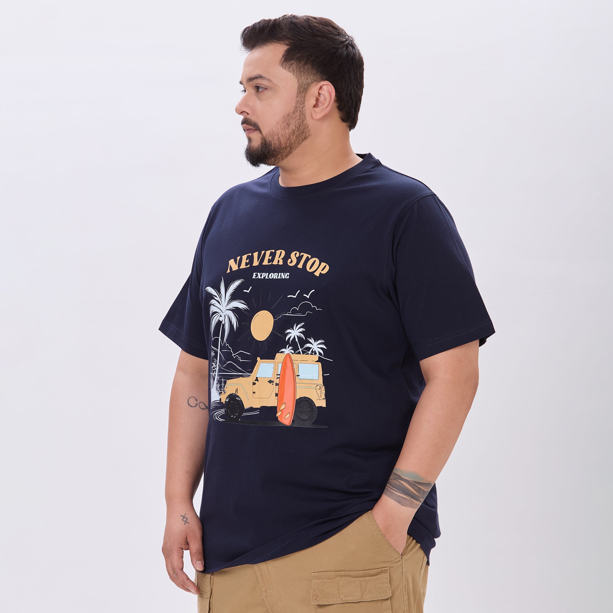 Plus Size Graphic T-Shirt | 4XL-10XL | 100% Cotton | Navy