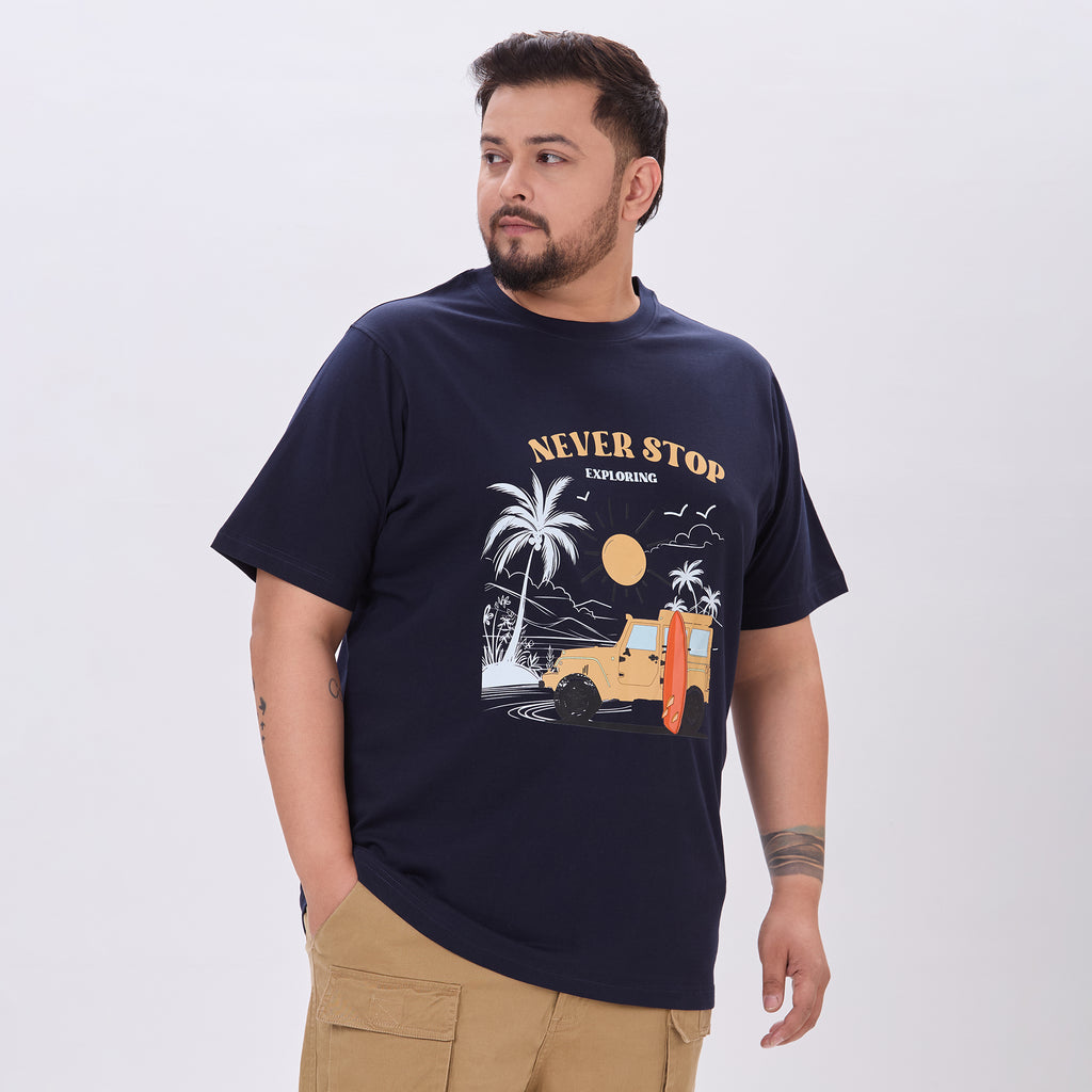 Plus Size Graphic T-Shirt | 4XL-10XL | 100% Cotton | Navy