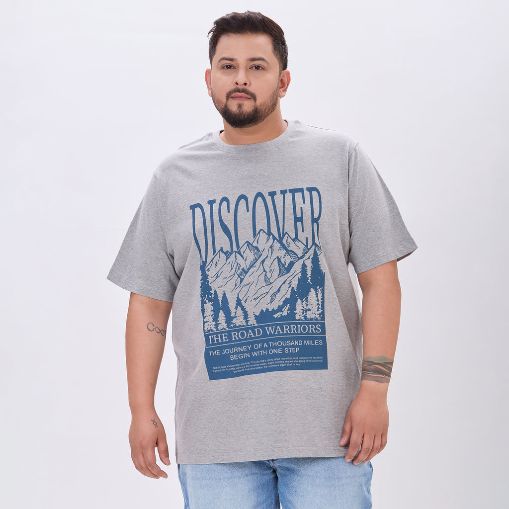 Plus Size Graphic T-Shirt | 4XL-10XL | Grey Melange