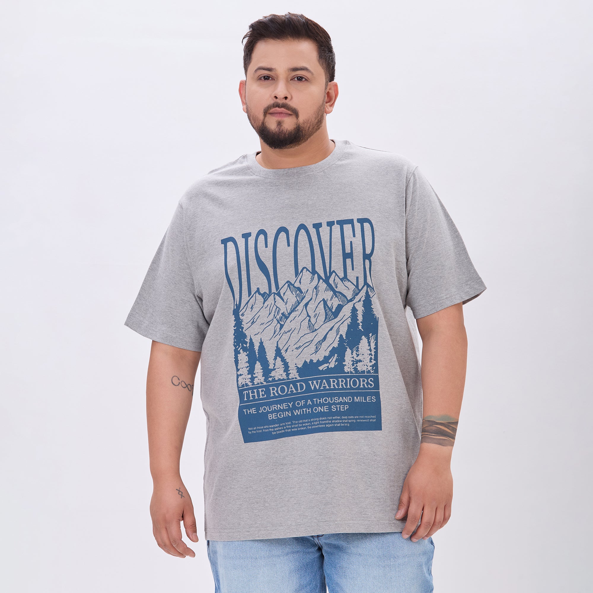 Plus Size Graphic T-Shirt | 4XL-10XL | Grey Melange