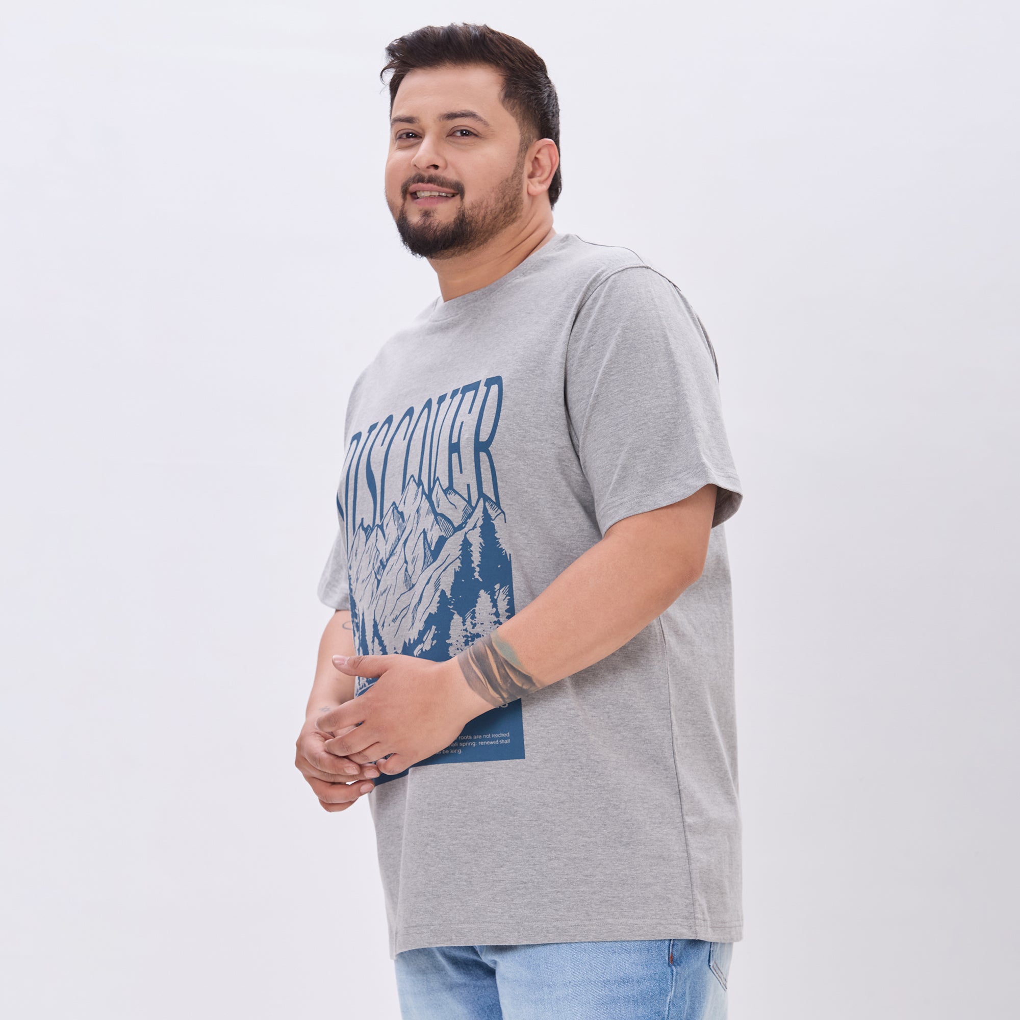 Plus Size Graphic T-Shirt | 4XL-10XL | Grey Melange