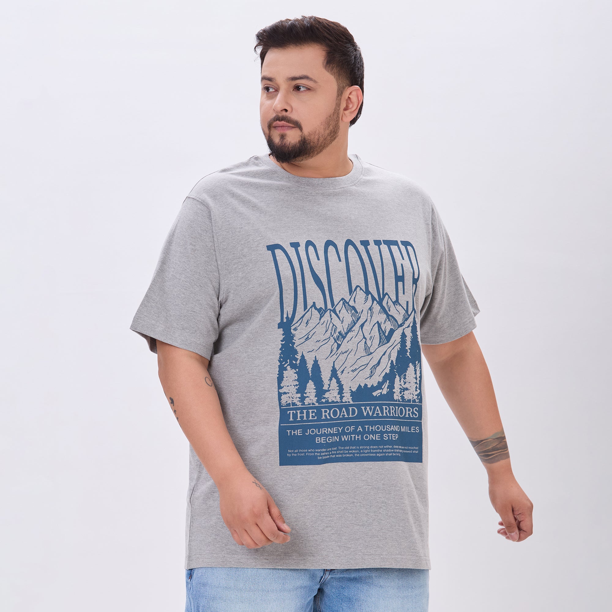 Plus Size Graphic T-Shirt | 4XL-10XL | Grey Melange