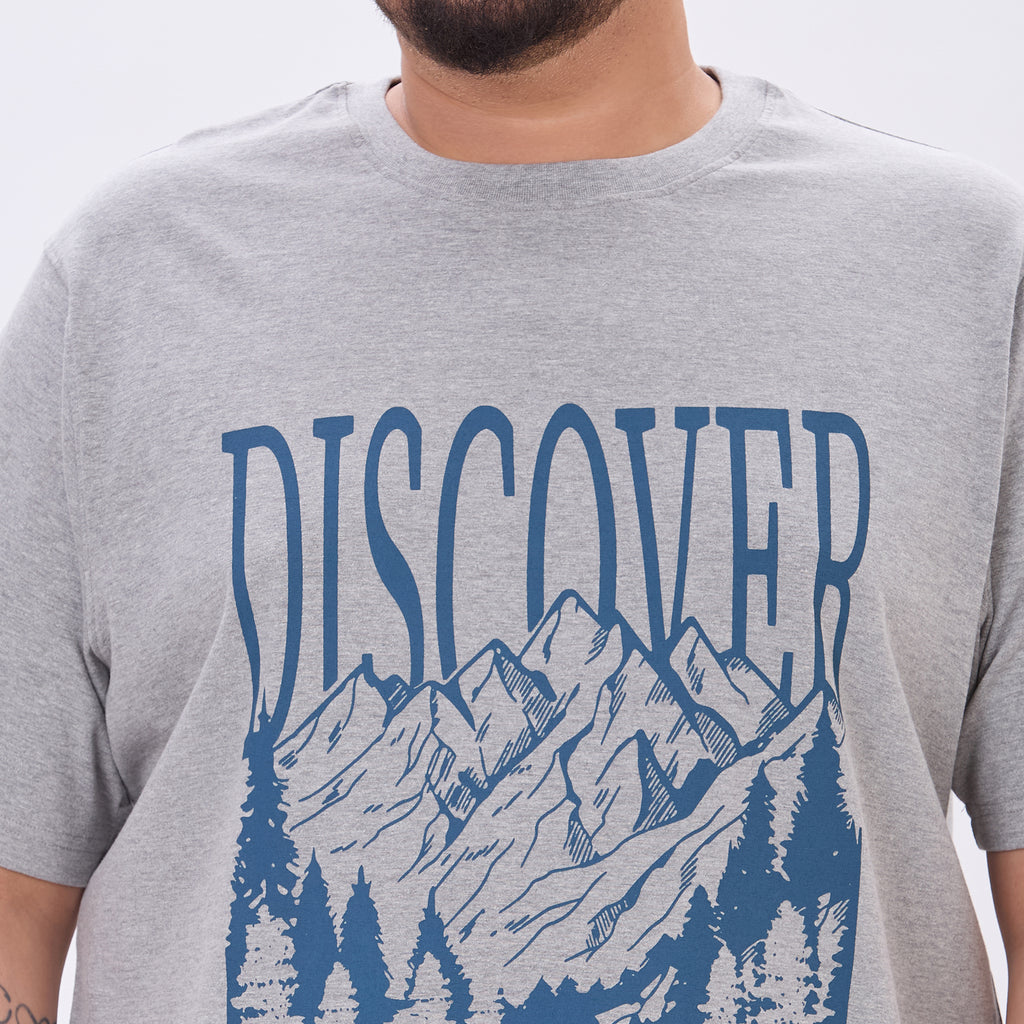 Plus Size Graphic T-Shirt | 4XL-10XL | Grey Melange