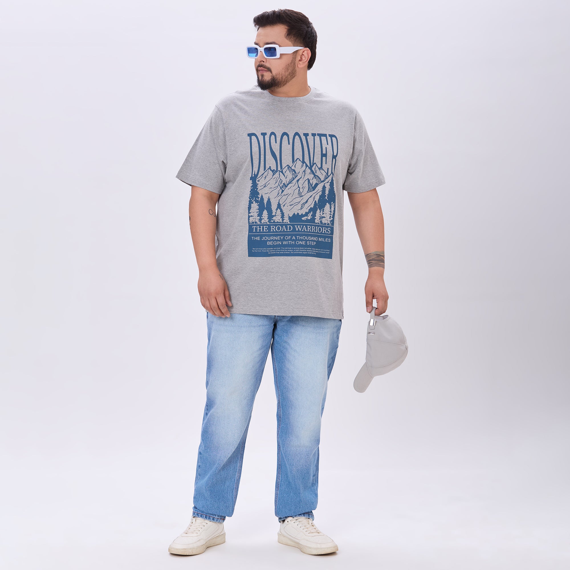 Plus Size Graphic T-Shirt | 4XL-10XL | Grey Melange