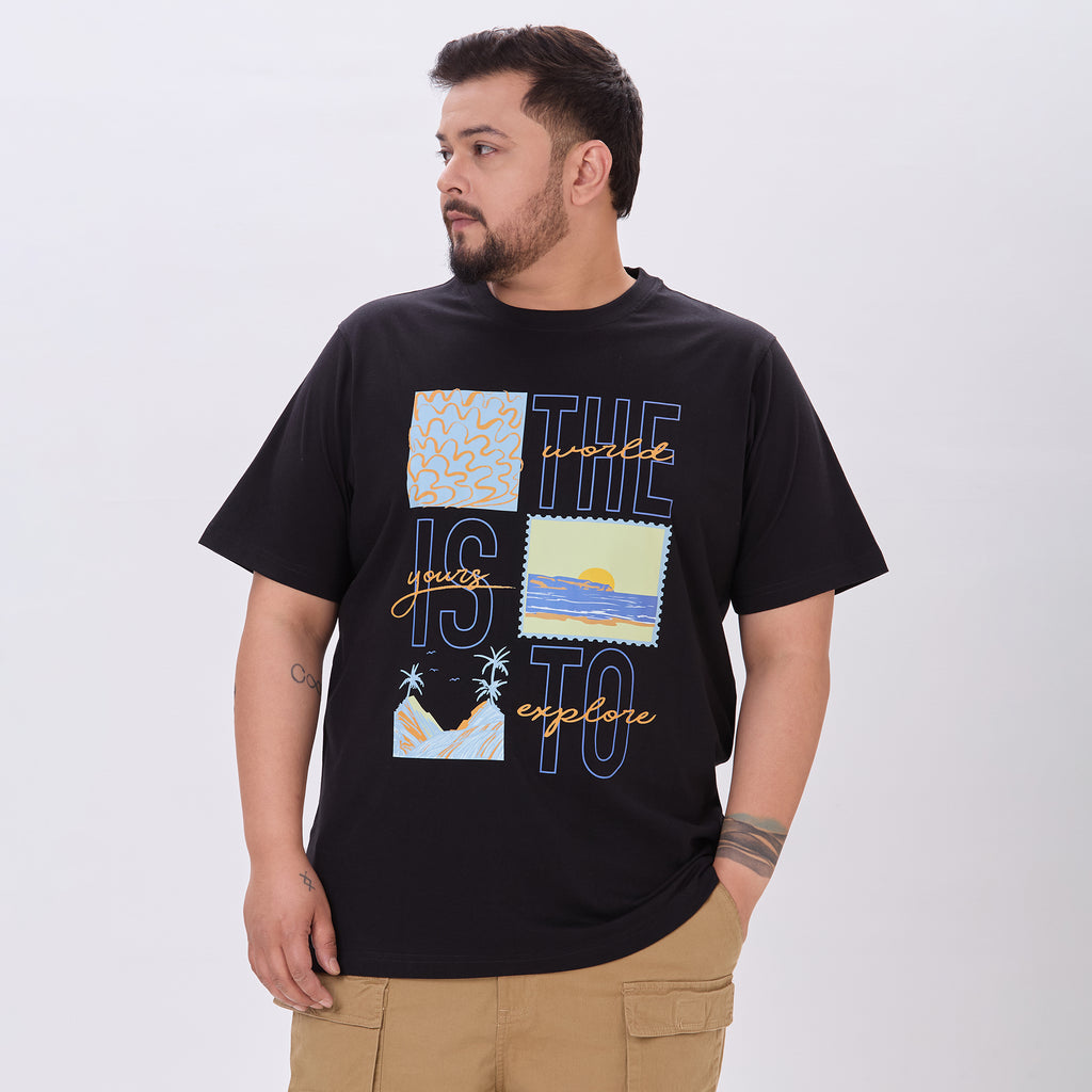 Plus Size Graphic T-Shirt | 4XL-10XL | 100% Cotton | Black
