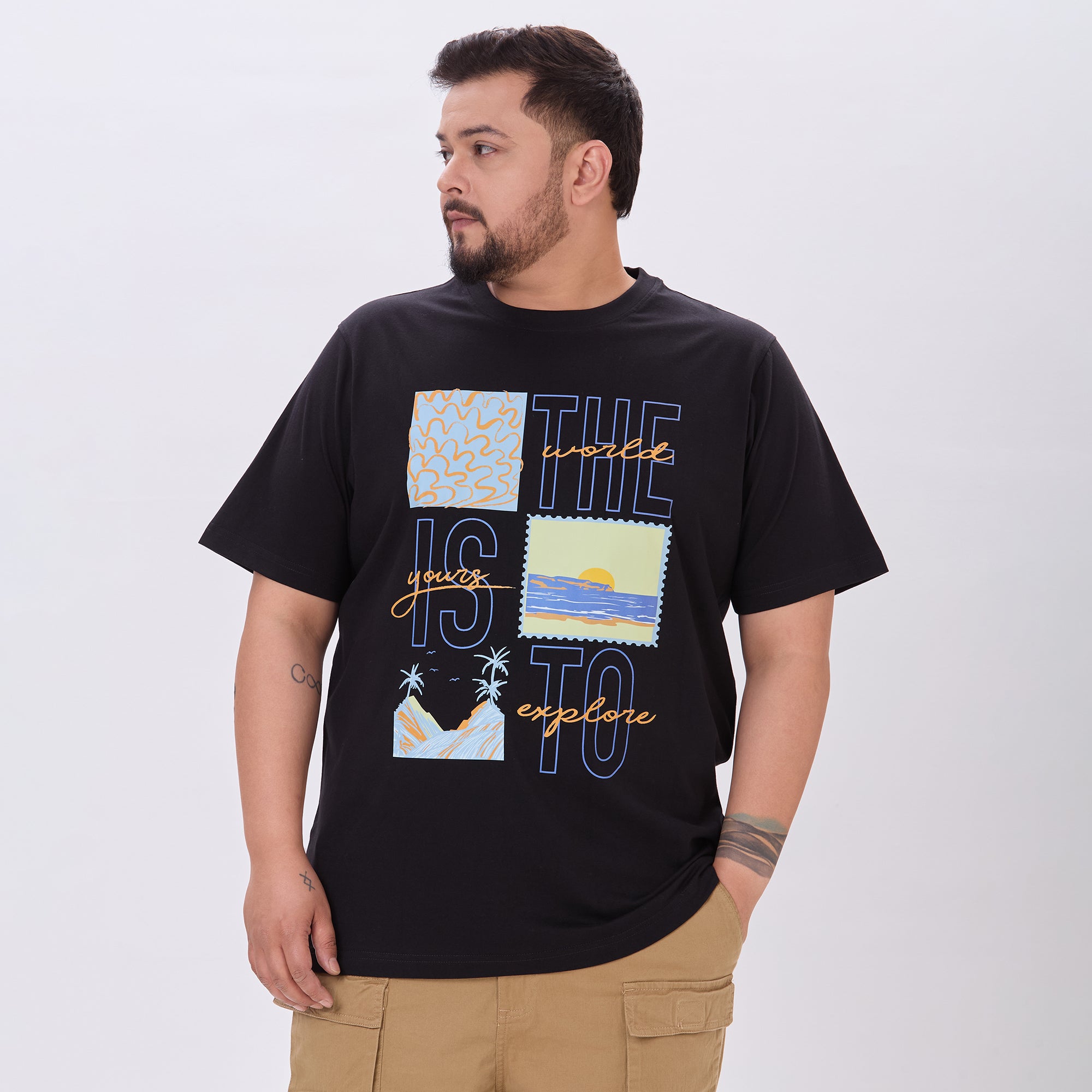 Plus Size Graphic T-Shirt | 4XL-10XL | 100% Cotton | Black