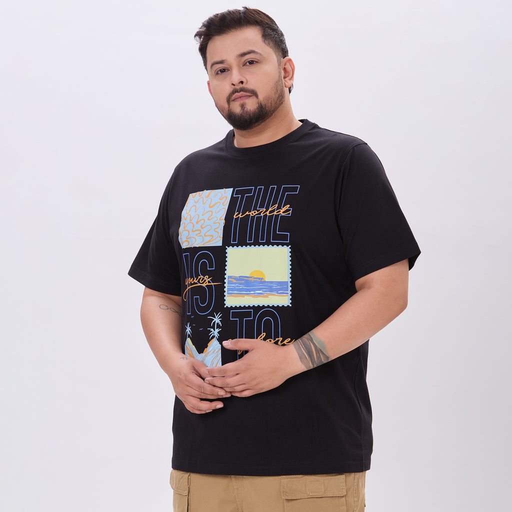 Plus Size Graphic T-Shirt | 4XL-10XL | 100% Cotton | Black