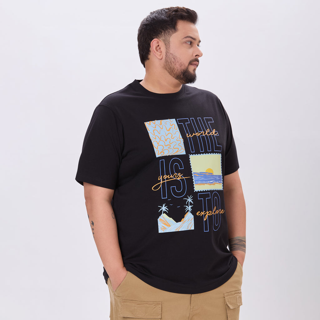 Plus Size Graphic T-Shirt | 4XL-10XL | 100% Cotton | Black