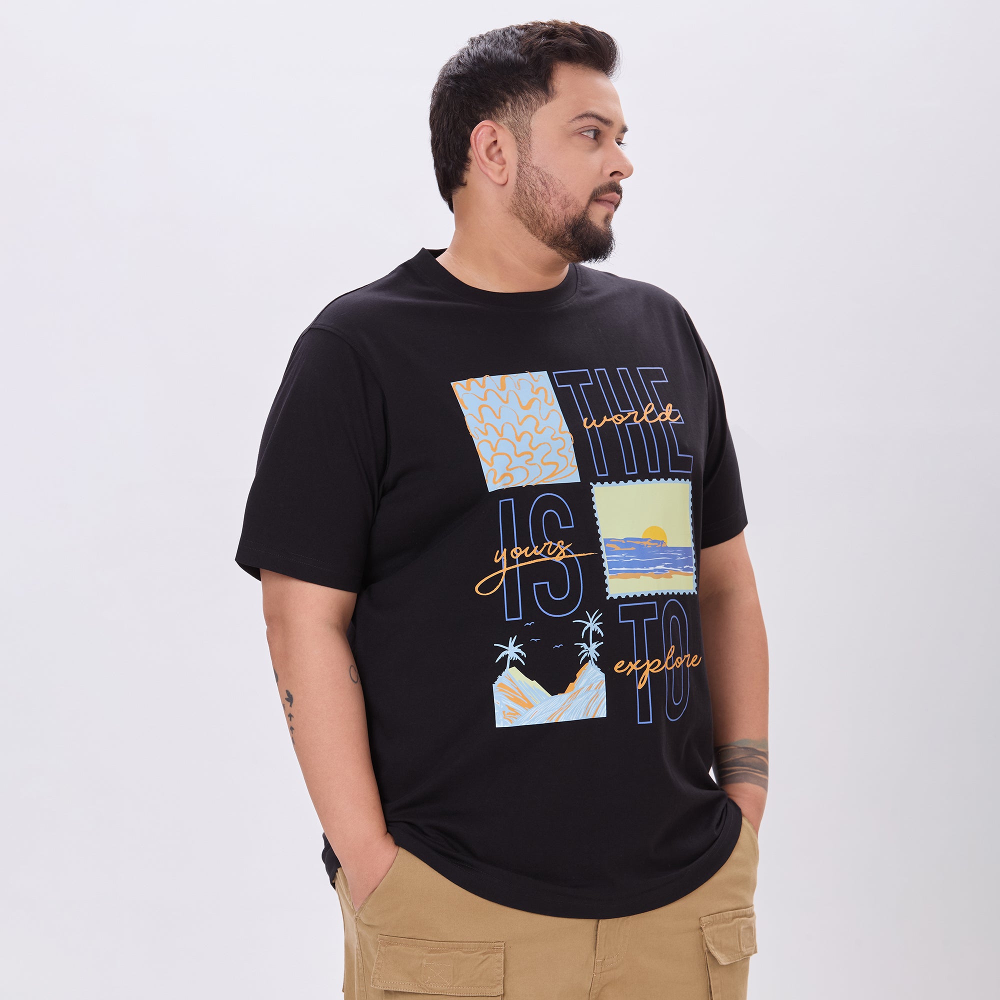 Plus Size Graphic T-Shirt | 4XL-10XL | 100% Cotton | Black