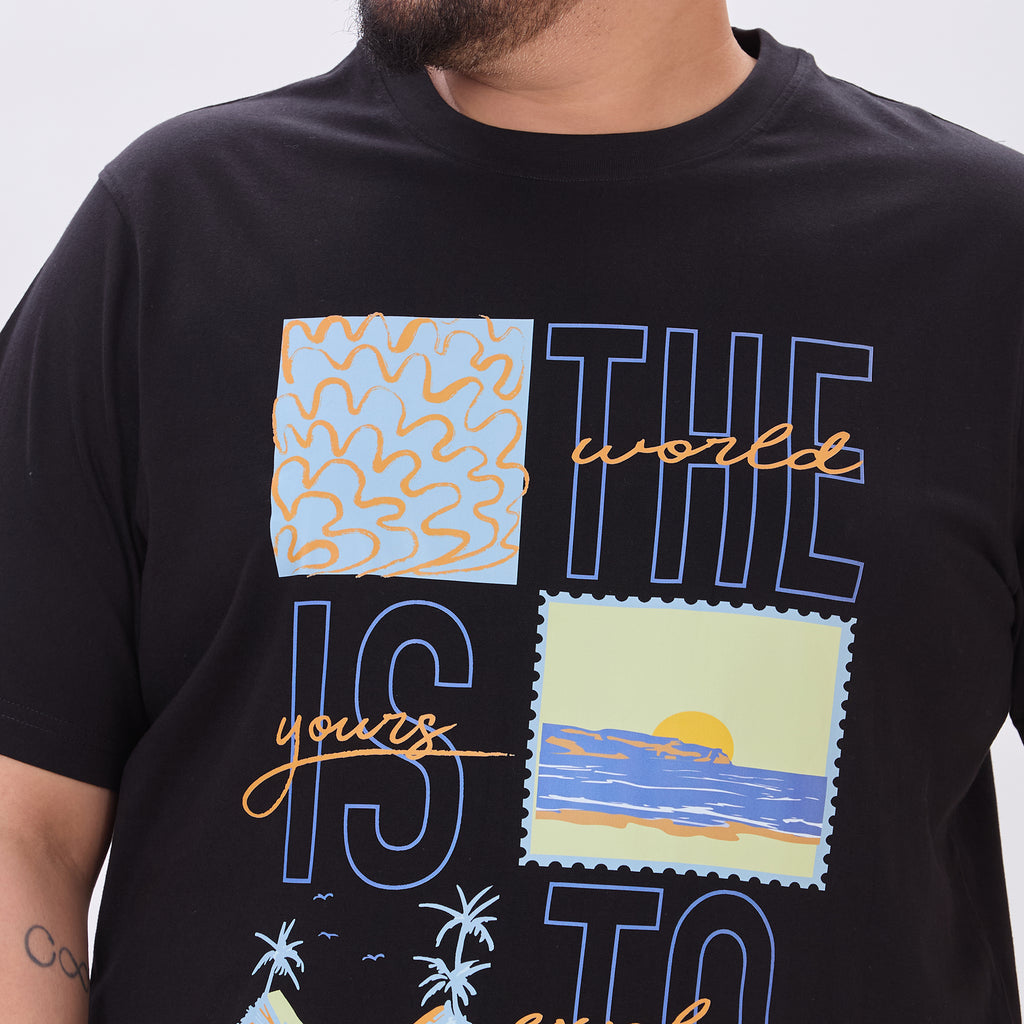 Plus Size Graphic T-Shirt | 4XL-10XL | 100% Cotton | Black