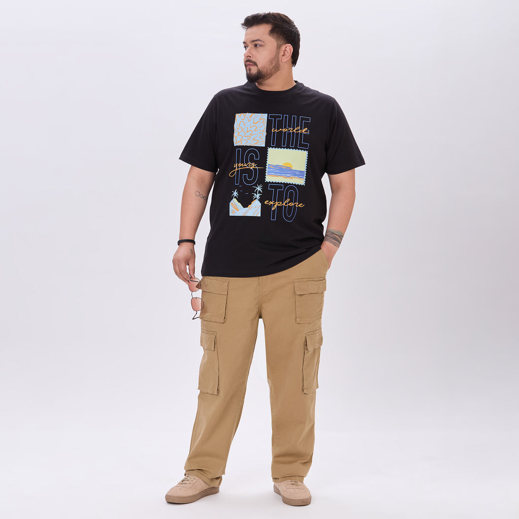 Plus Size Graphic T-Shirt | 4XL-10XL | 100% Cotton | Black