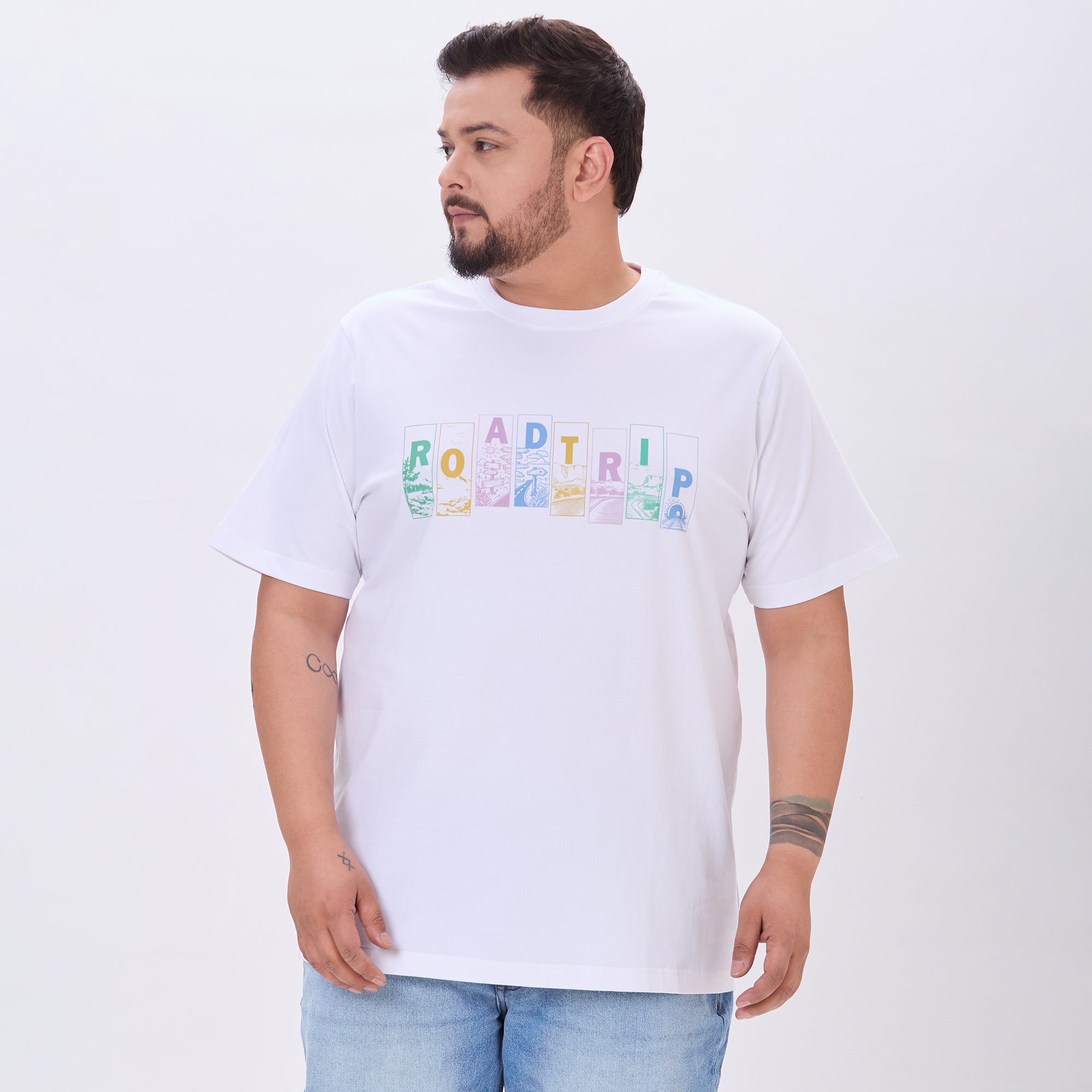 Plus Size Graphic T-Shirt | 4XL-10XL | 100% Cotton | White