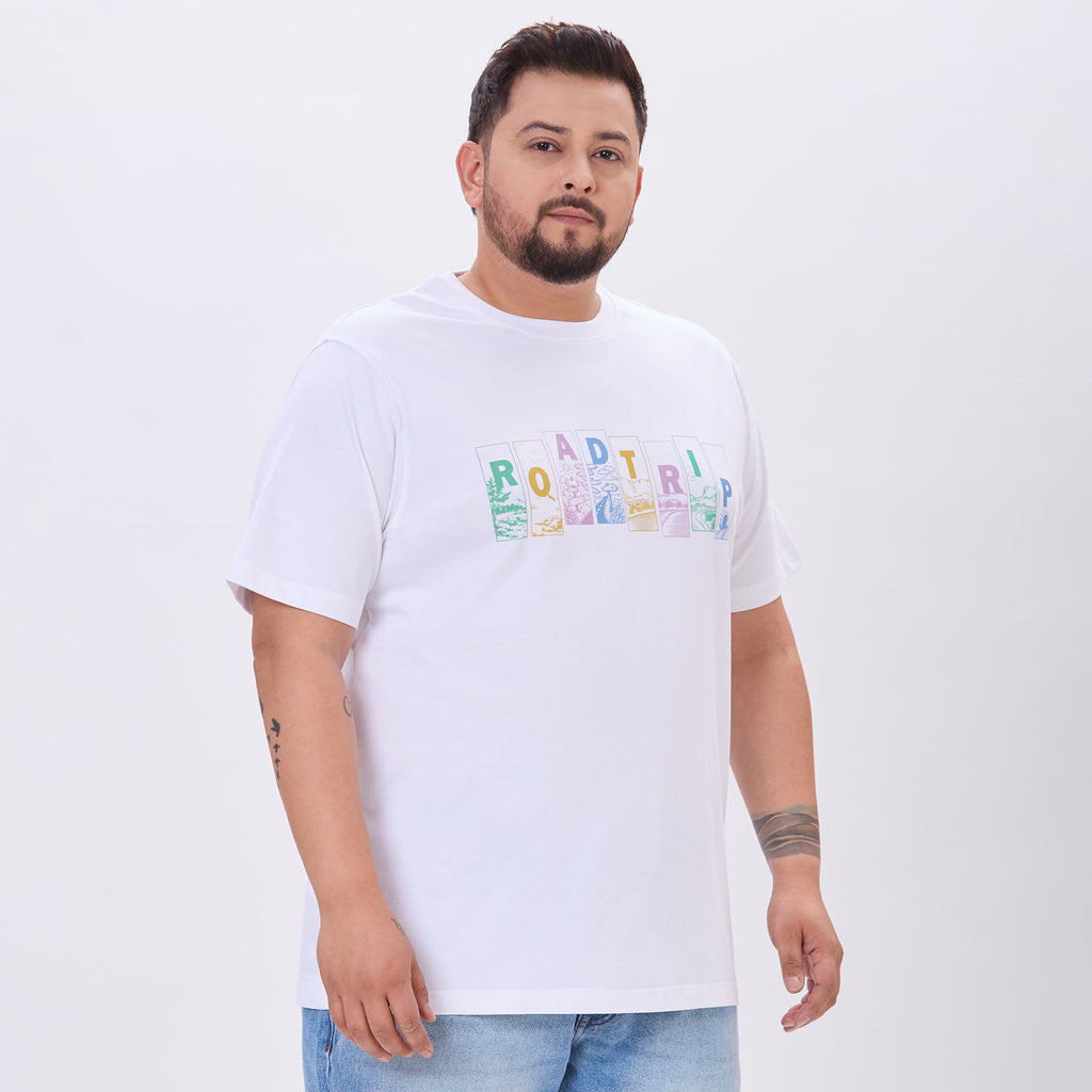 Plus Size Graphic T-Shirt | 4XL-10XL | 100% Cotton | White