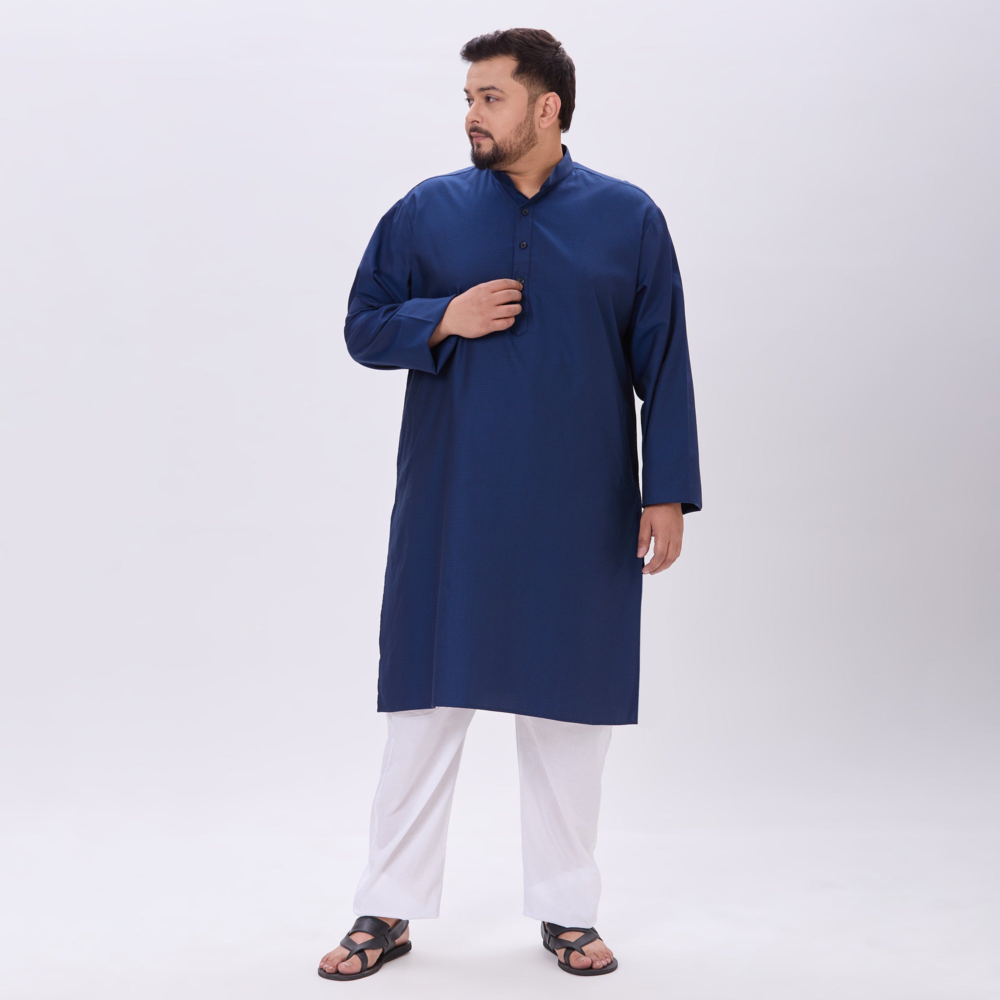 Sizeupp |Plus Size Kurta For Men |4XL-9XL |100% Cotton |Navy