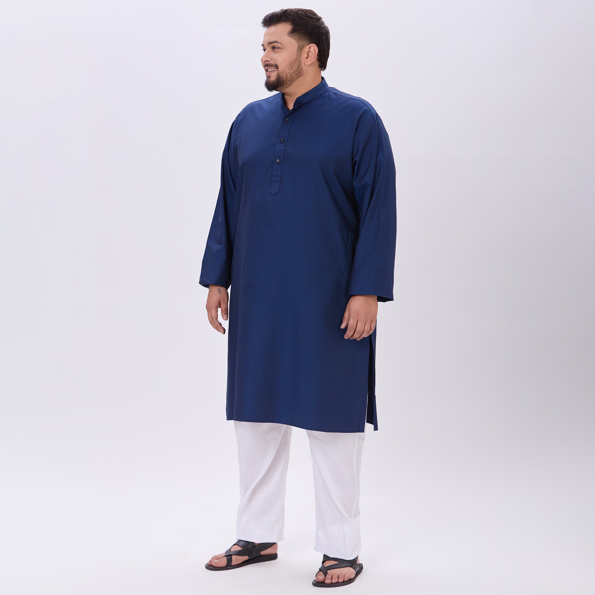 Sizeupp |Plus Size Kurta For Men |4XL-9XL |100% Cotton |Navy