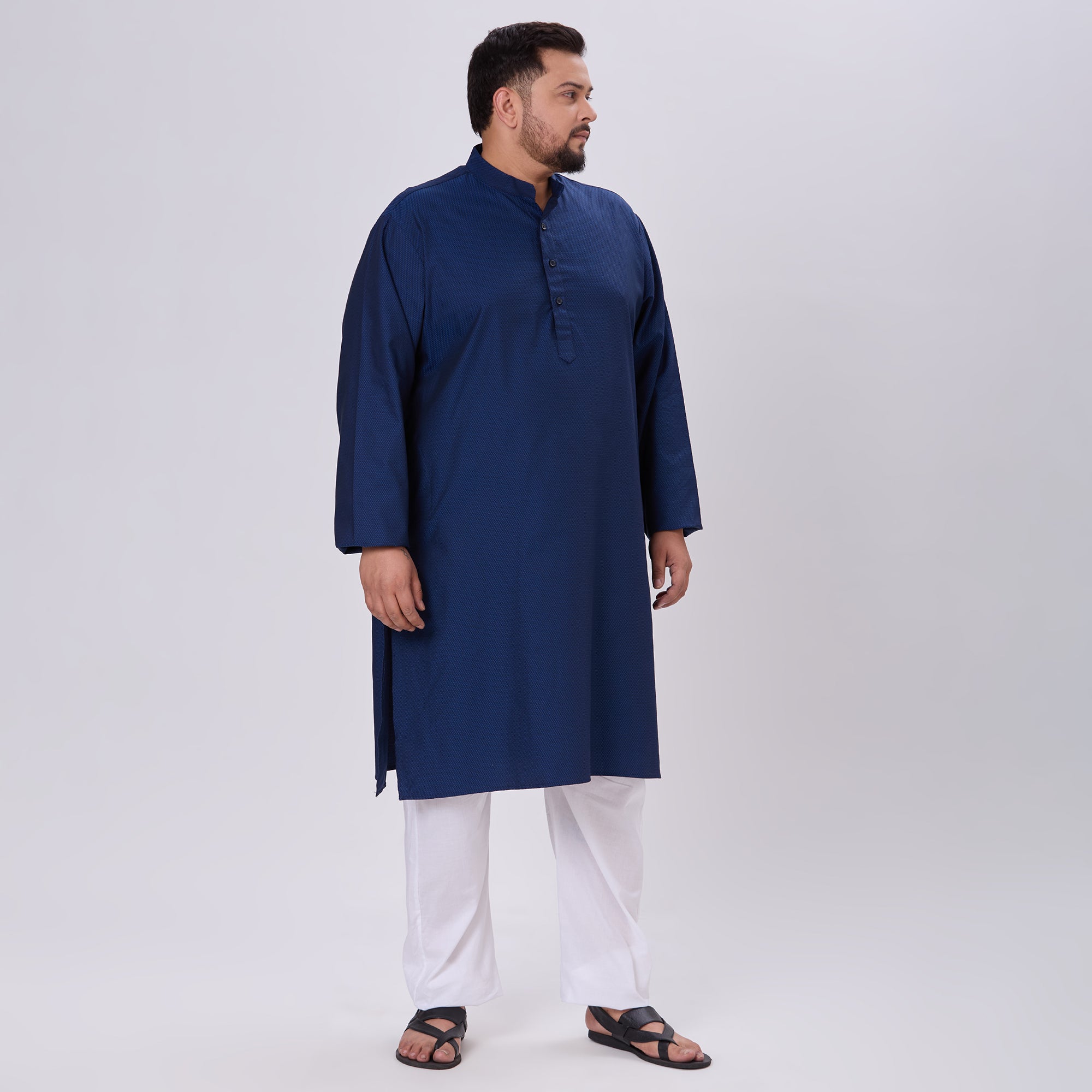 Sizeupp |Plus Size Kurta For Men |4XL-9XL |100% Cotton |Navy