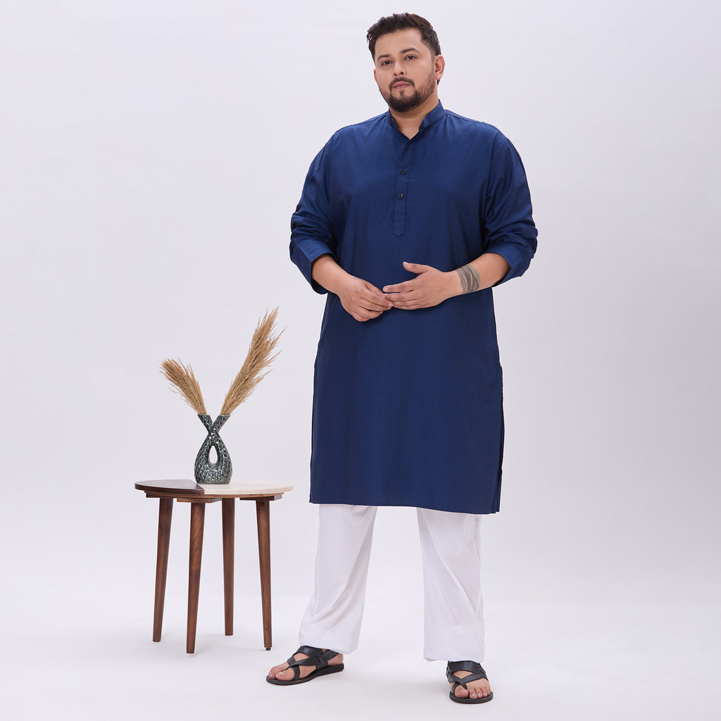 Sizeupp |Plus Size Kurta For Men |4XL-9XL |100% Cotton |Navy